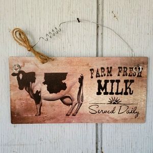 Farm Fresh Milk Wood Sign. Dairy Cow. Farm Country